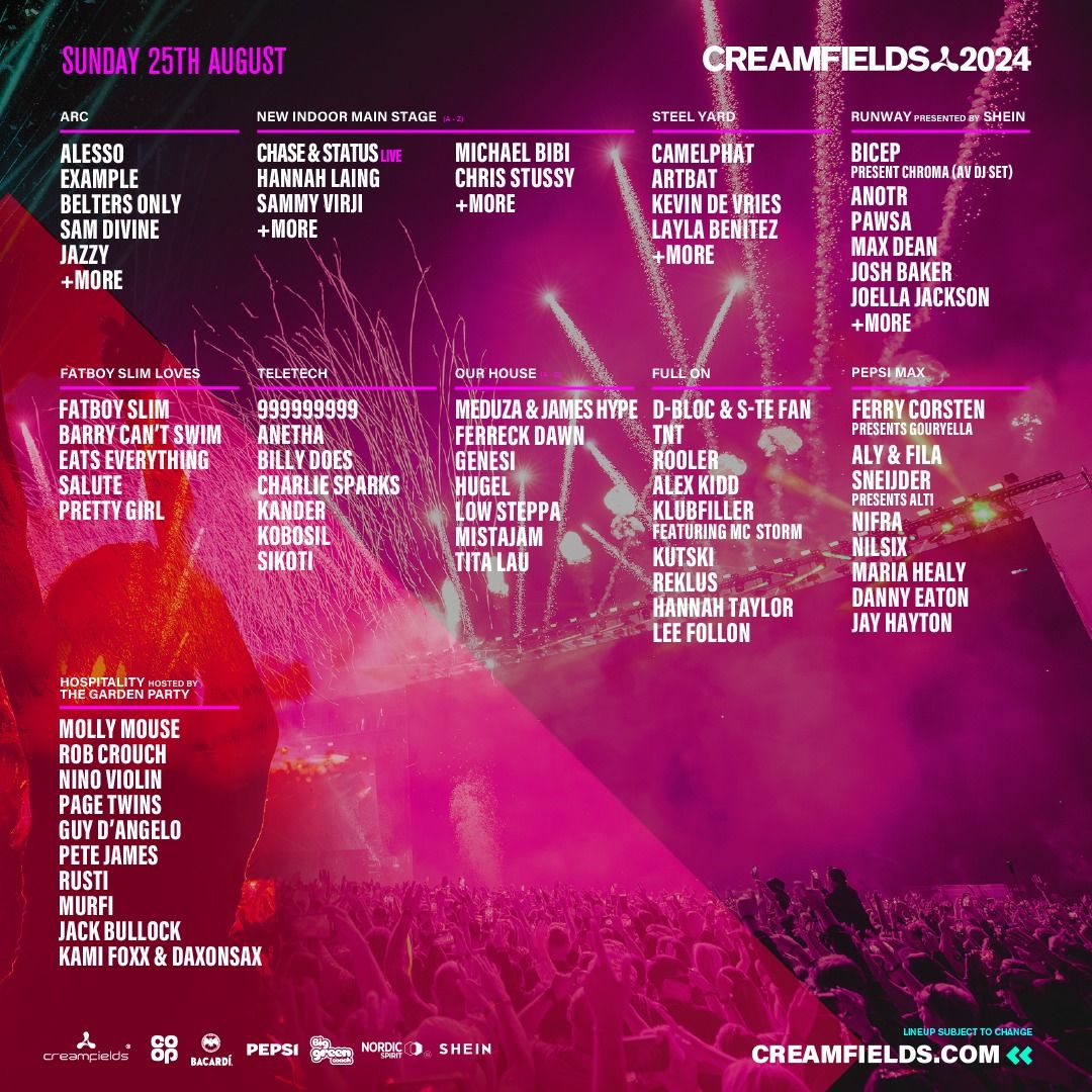 Creamfields South 2024 Sunday Line Up Rica Morissa