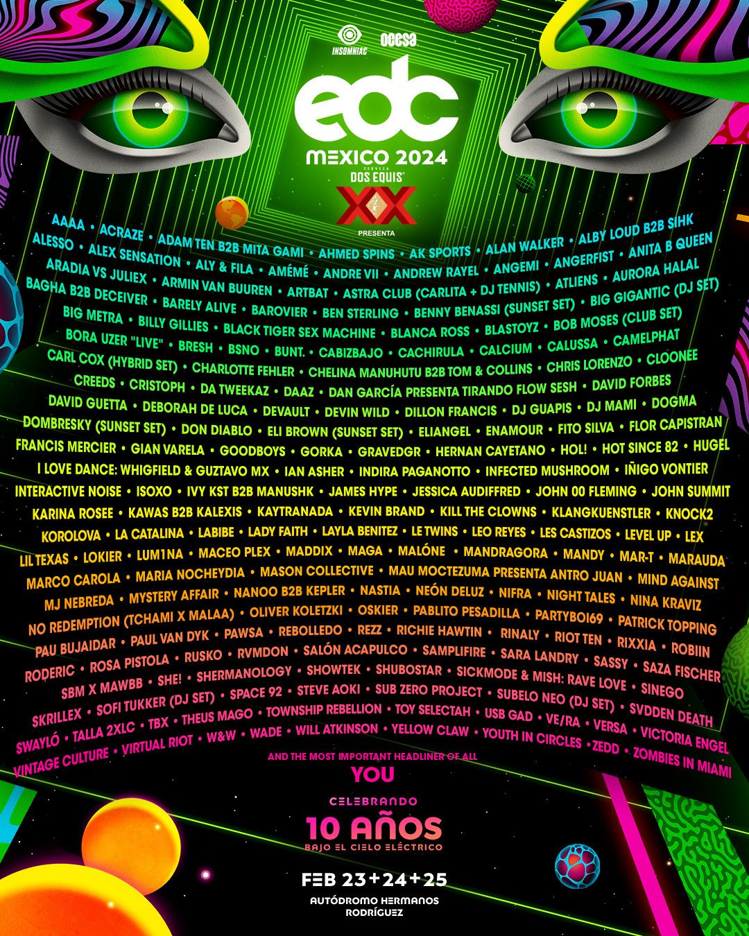 EDC Mexico 2024 Unveils Massive Lineup with 196 Artists That Festival