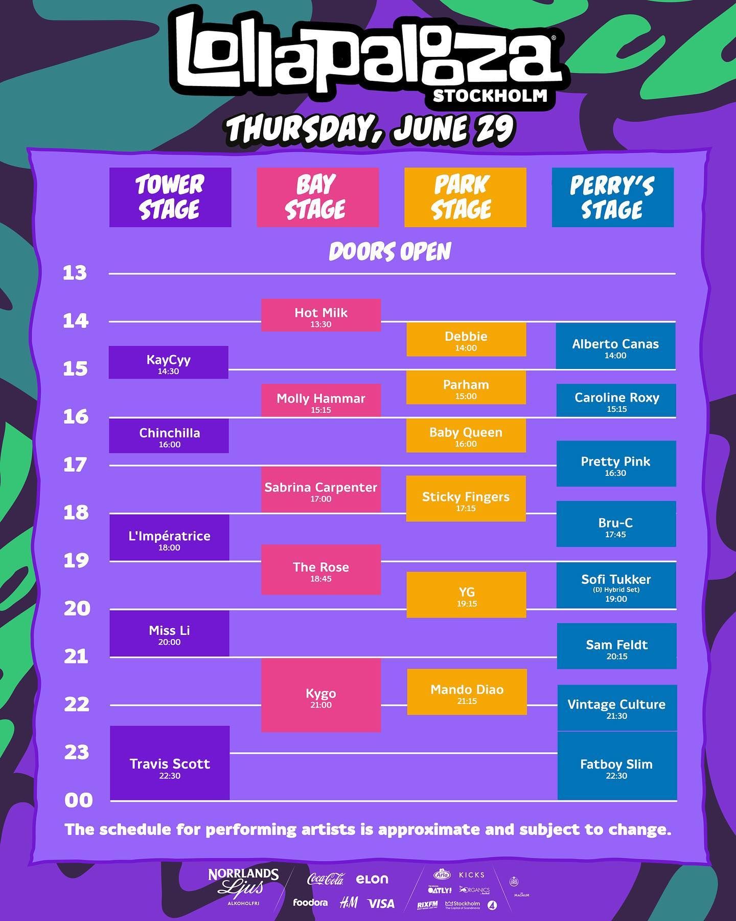 Lollapalooza Stockholm 2023 Unveils Updated Set Times That Festival Site